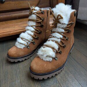 Women`s Brown Suede Bearpaw ``Vanna`` Lace-Up Boots Size US 10